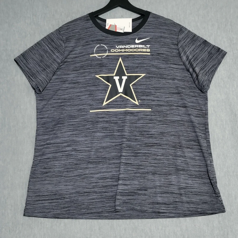 Vanderbilt Commodores Nike Tee Dri-Fit Shirt Womens XXL Gray Logo NEW